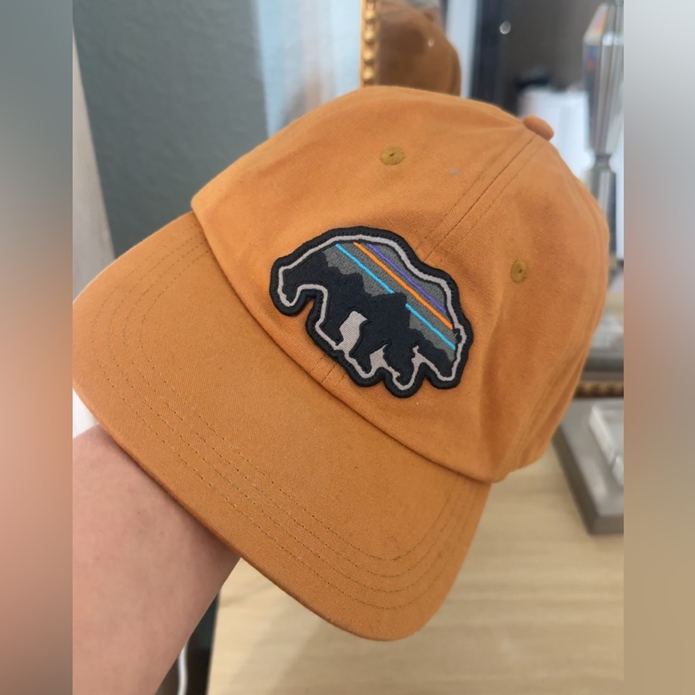 Rust Orange Baseball Cap with Bear Patch